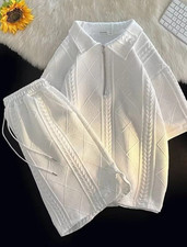 Men s Waffle Knit 2 Piece Shorts Set Summer Outfit T-Shirt Shorts Casual S-XXL