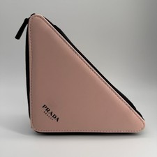 Prada Beauty Triangle Cosmetic Pouch Pink/Black Brand New Makeup Bag