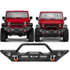 For 2007-2024 Jeep Wrangler Jk Jl Unlimited Front Bumper W Led Lights D-rings
