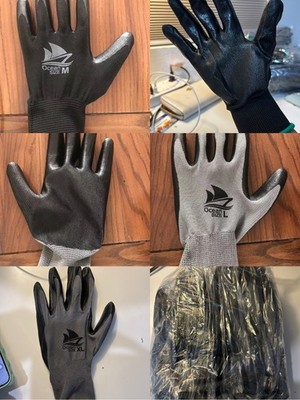 12 Pairs NITRILE Coated Work Gloves; 13 GUAGE POLYESTER SZ M