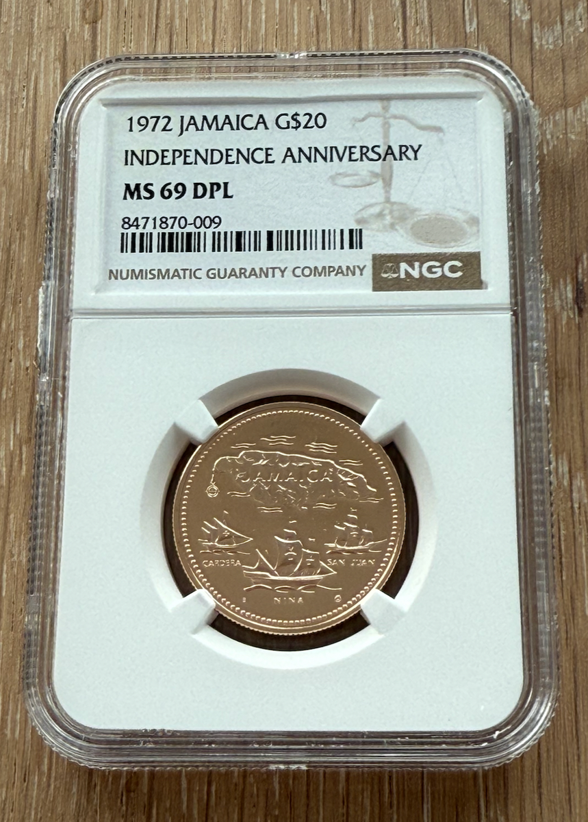 Jamaica 1972 Gold 1/4 oz $20 NGC MS69 DPL Independence Anniversary