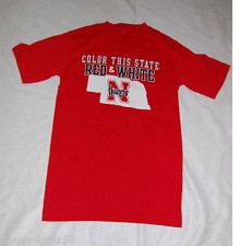 MENS Tee Shirt NEBRASKA CORNHUSKERS Color This State Red and White M 38-40 RED