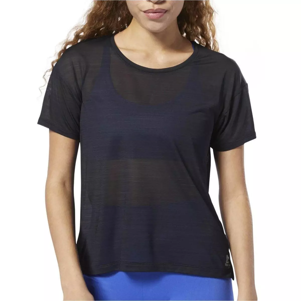 Reebok Womens WOR Activchill Short Sleeve Training Top T Shirt Tee Black