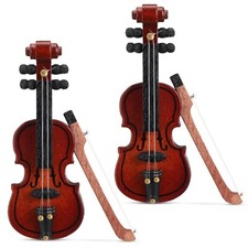 Chalyna 2 Pieces Miniature Wooden Violin Mini Violin Model Mini Wooden Violin...