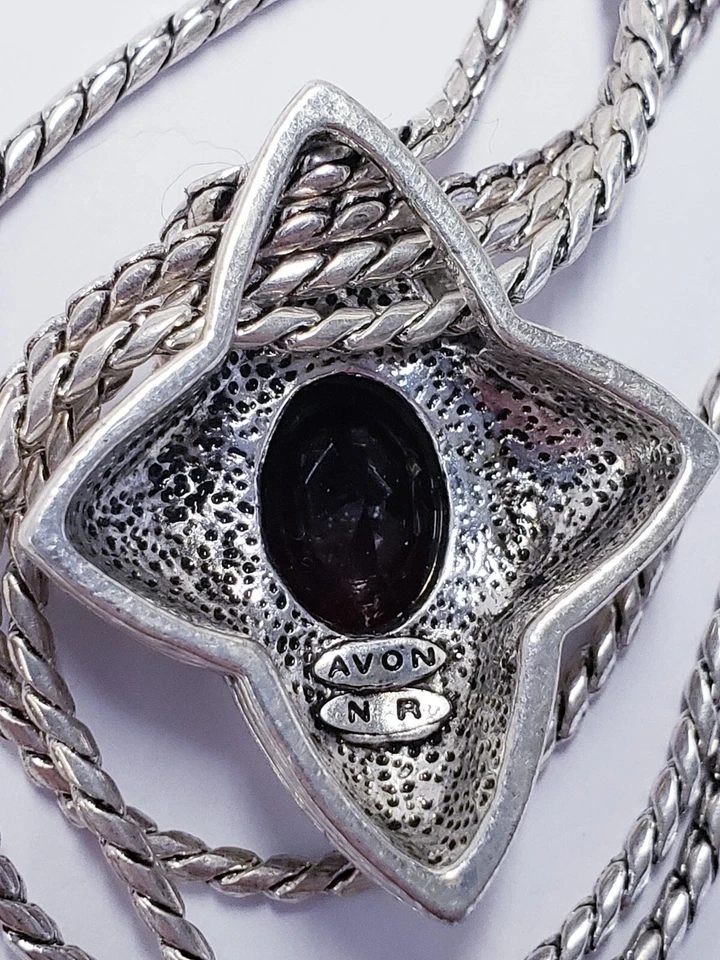 COLLAR SERPENTINA 4 CADENAS COLGANTE PIEDRA CRISTAL AHUMADO AVON 18" Foto 4 de 4