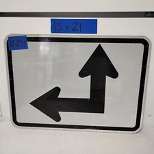 Road Traffic Street Sign Authentic Real Arrow Straight Left 21" X 15"  12-231