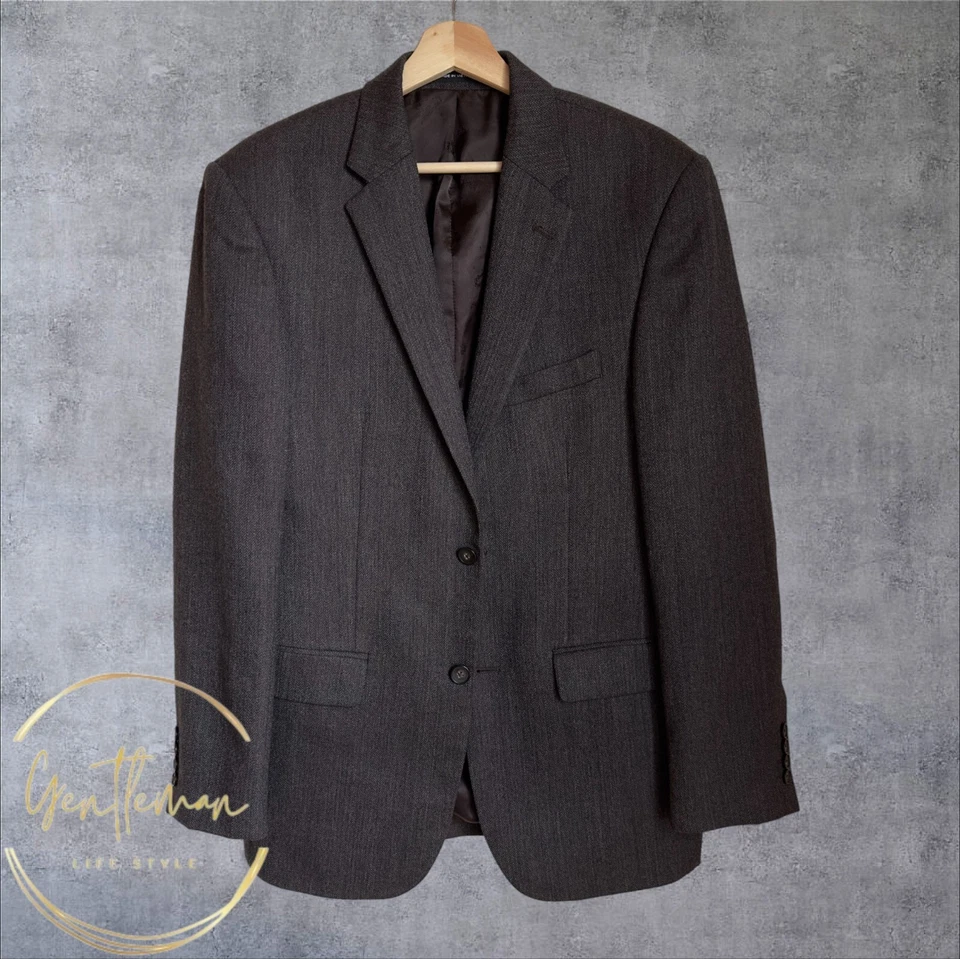 Blazer Abrigo Deportivo KENNETH COLE Calce Ajustado Para Hombre Chaqueta de Dos Botones 40L LANA Marrón Foto 2 de 4