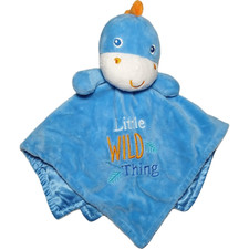 Baby Starters Blue Little Wild Thing Dinosaur Security Blanket Lovey Rattle Toy