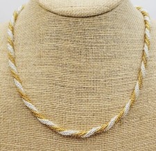 ETIENNE AIGNER TWIST Necklace Mesh Two tone Gold and Silver 22 in