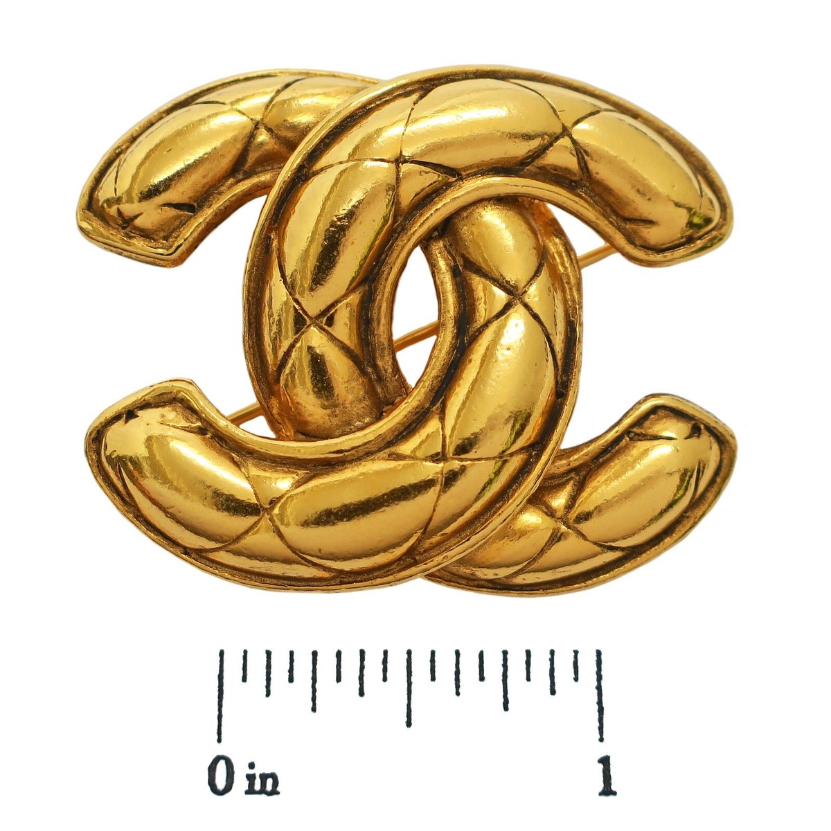 CHANEL Gold Plated CC Logos Matelasse Vintage Pin Brooch CHANEL Gold Plated CC Logos Matelasse Vintage Pin Brooch