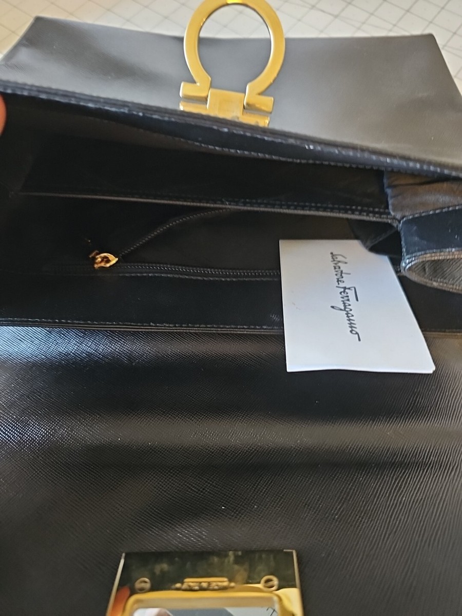 【FERRAGAMO】HANDBAG Salvatore Ferragamo Vintage Buckle Hobo Gancini Canvas