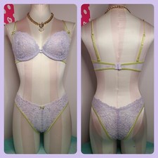 New Victoria's Secret Vintage Lace Bra/ Panty Set Size 34C/sm - Violet/ Melon