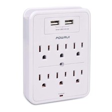 POWRUI Surge Protector, USB Wall Charger with 2 Charging Ports Smart...
