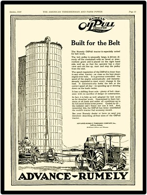 1920 Advance Rumely Co. New Metal Sign: Oil Pull Tractors Featured.