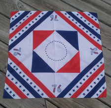 Nasharr Freres Bicentennial '76 Red, White  Blue Vintage Scarf
