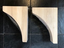PAIR - 3" W x 10" D x 14" H Solid Wood White Birch Minimalist Corbel