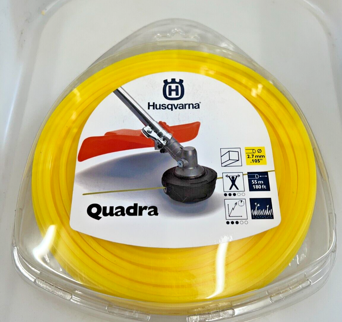 Husqvarna Brushcutter Strimmer Trimmer Line Quadra Cord Yellow 2.7mm x 55m