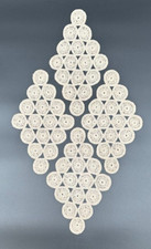 Vintage Handmade Crochet Beige Medallions Diamond Shape Doilies Set Of 4