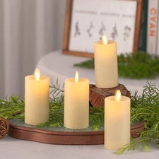 2PCS/4pcs Luminara Flameless LED Wax Candles ,Remote Moving Wick1.75" × 3"