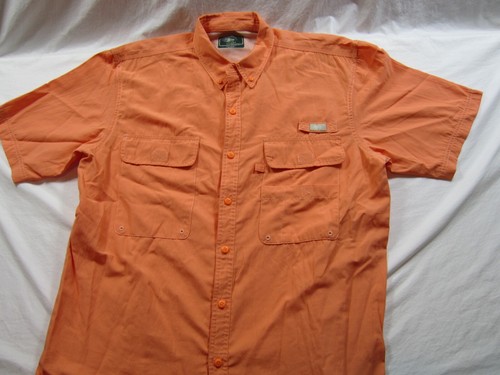 Bass explorer men XL shirt fishing vented pockets orange short sleeve - 第 1/6 張圖片