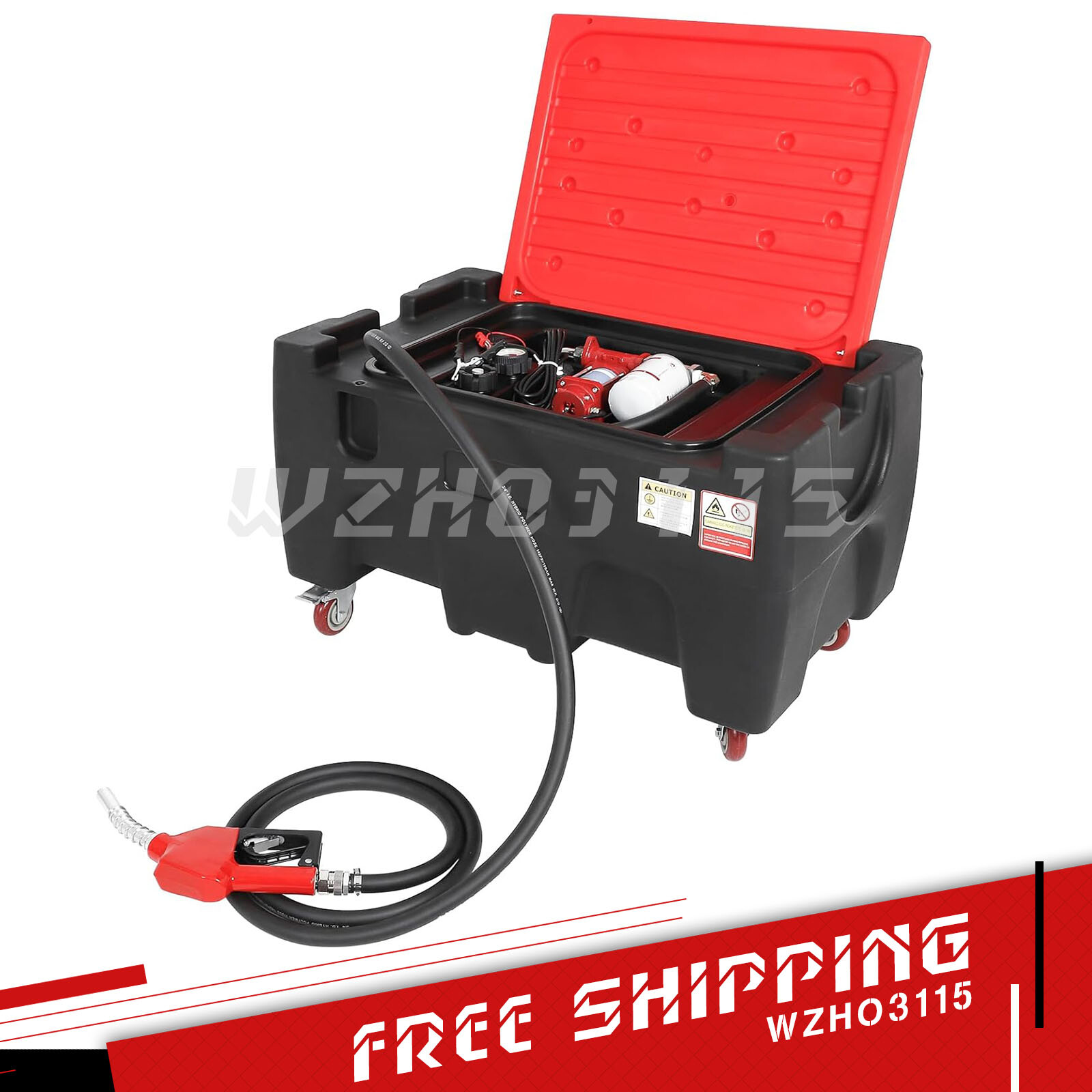 Black 40 Gallon Portable Gasoline Diesel Fuel Tank with 12V Electric Fuel Pump