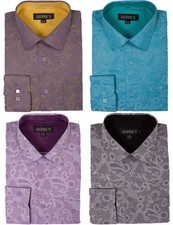 Men's Cotton Blend Paisley Design Classic Fit Casual Dress Shirt AH625