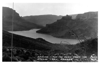 Maricopa, AZ Apache Reservation Lake And Trail Panoramic View Frashers RPPC -A80