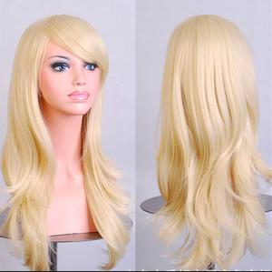 Blonde Platinum Straight Wavy Side Bangs Long Light Natural Womens
