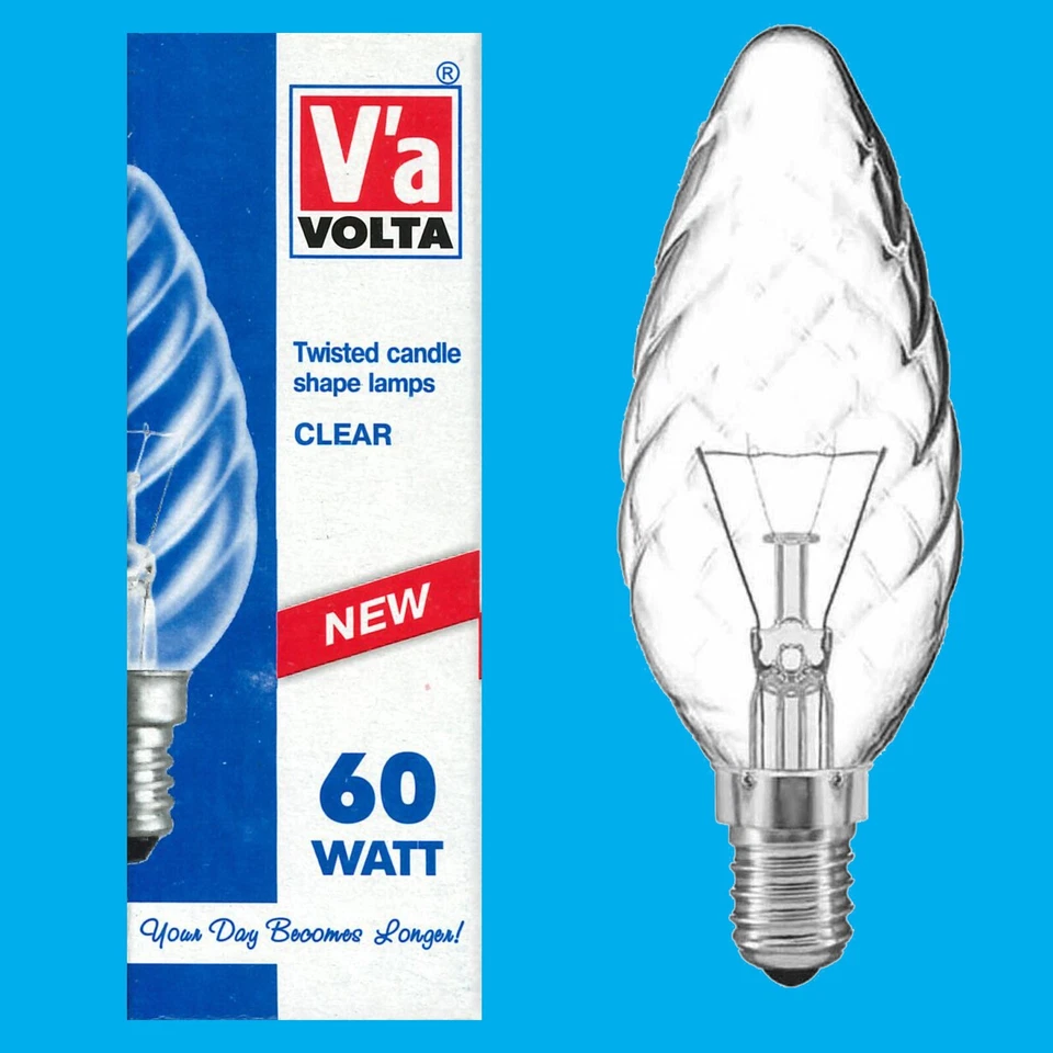 4X 60W Volta Clair Torsadé Bougie SES E14 Petit Vis Edison Ampoule Lampe