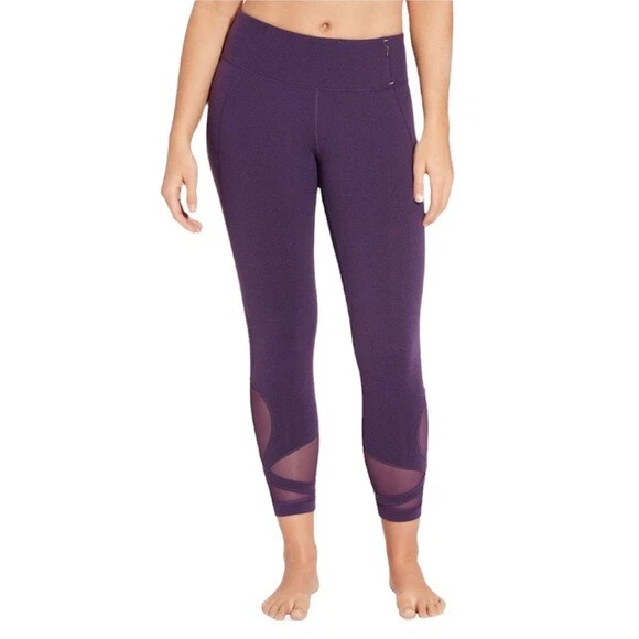 Calia Leggings Women Medium Carrie Underwood Purple Ankle Mesh Hem Detail