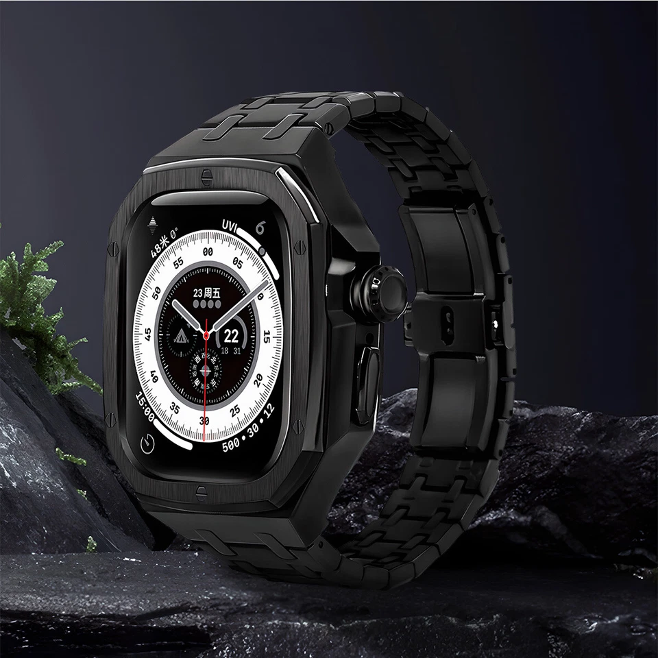 Caixa de aço inoxidável pulseira de metal para Apple Watch Ultra 2/3 49 mm pulseira de silicone - Imagem 3 de 4