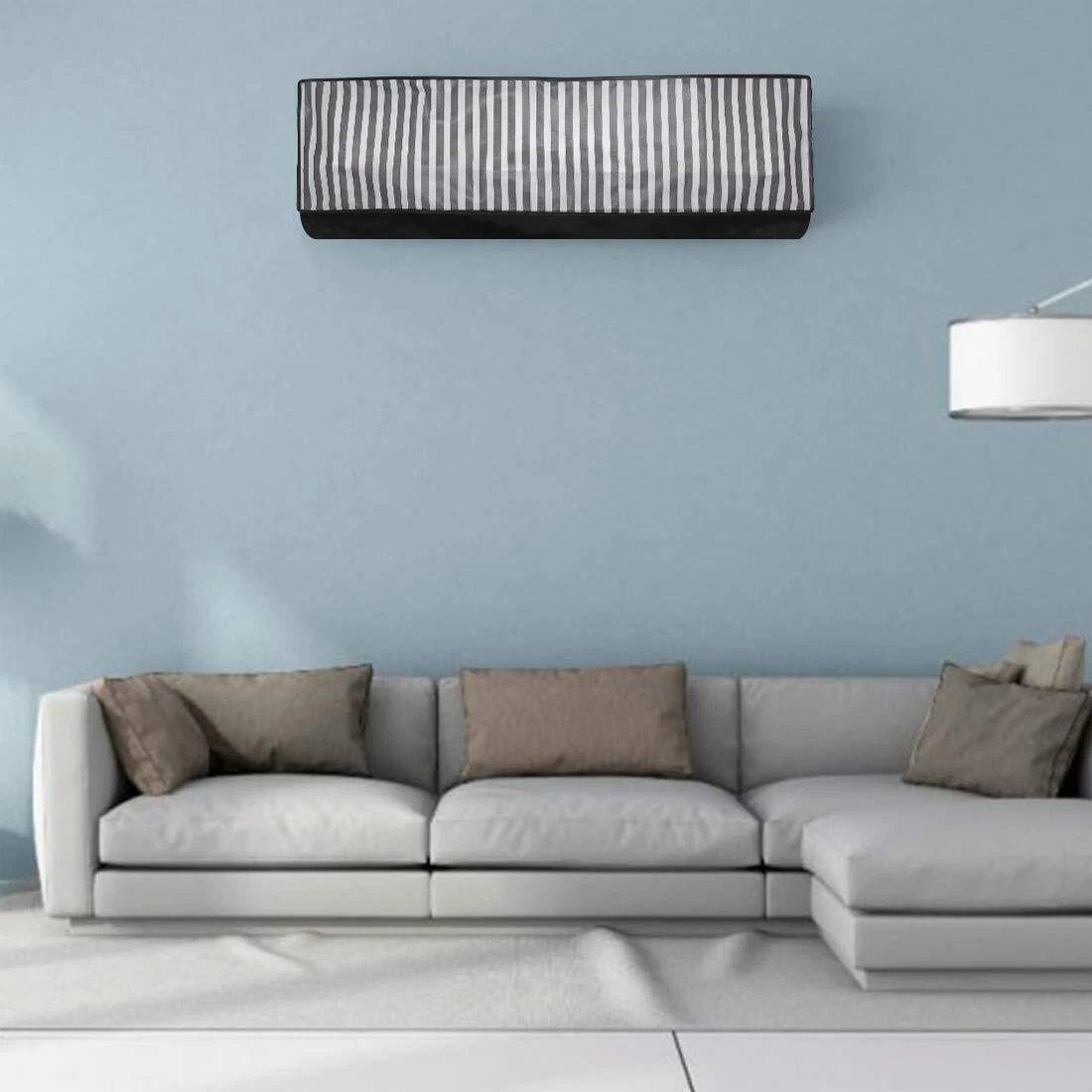 AC Cover 1.5 Ton Split AC Without Outdoor Unit Cplor Black u0026amp; White  Design Strips | eBay