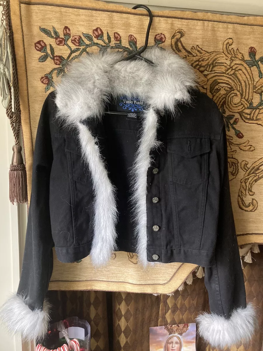 Y2K 90s fur cuff jacket