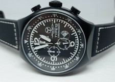 Montre Hommes Chronographe, AVIO MILANO, TYPE12, Aviateur, Aluminium Noir, Étui