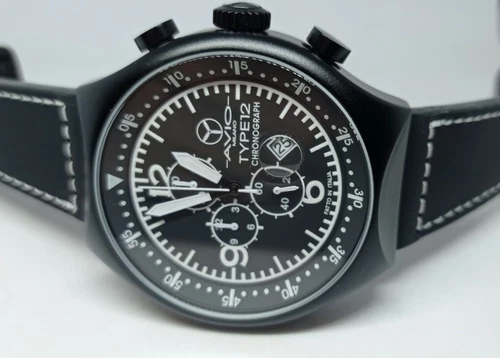 Men's Watch Chronograph, AVIO MILANO, TYPE12, Aviator, Aluminium Black, Case L