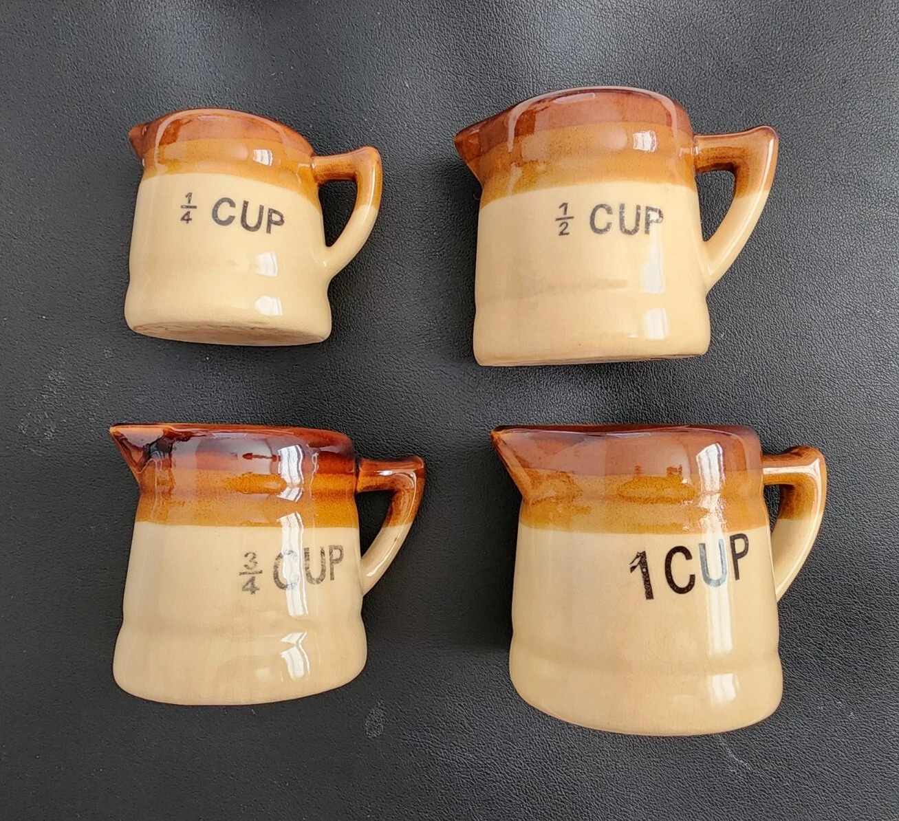 Vintage Stoneware Measuring Cups Set Of 4