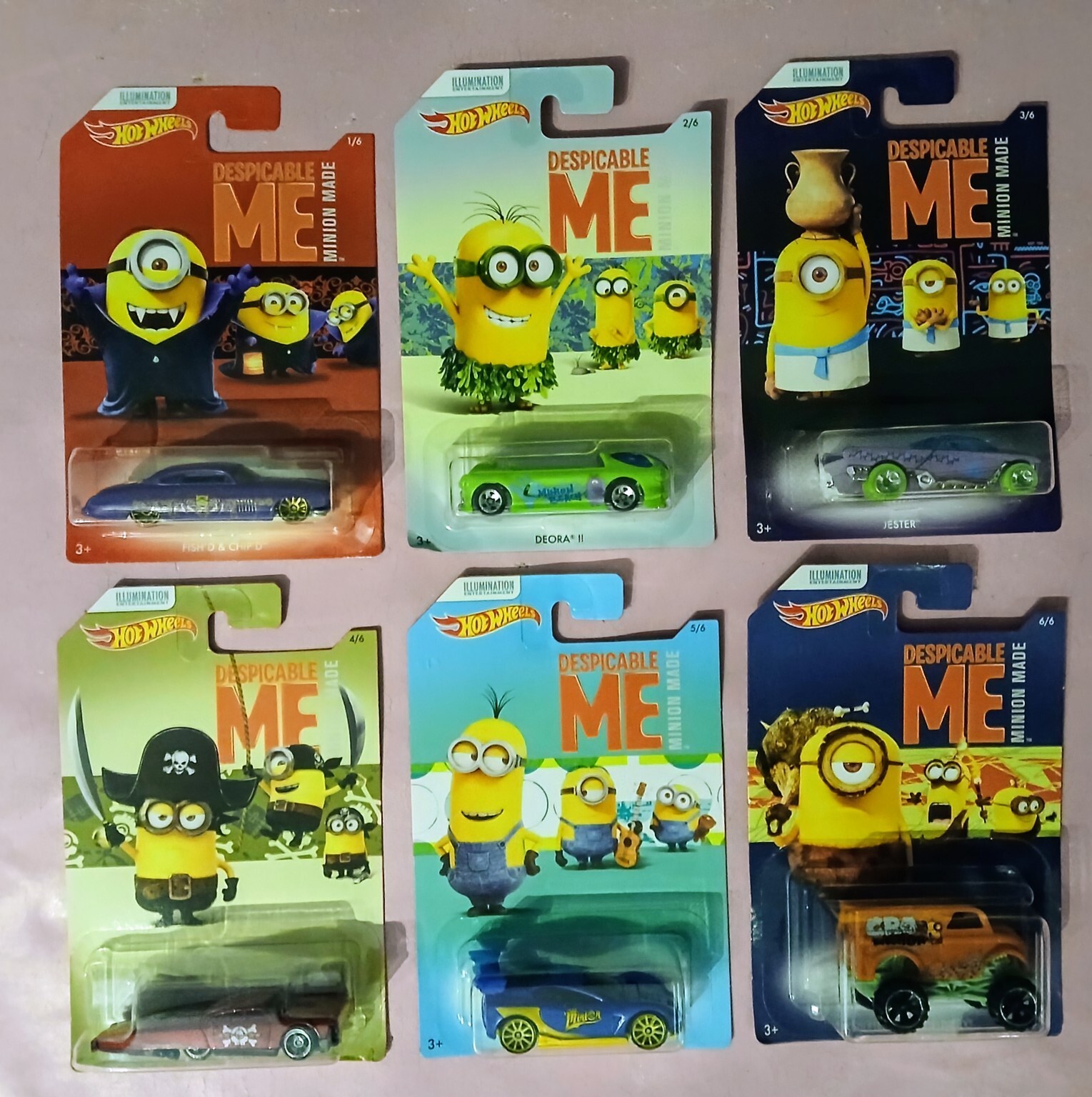 Hot Wheels 2017 Despicable Me Minion Made Set Of 6