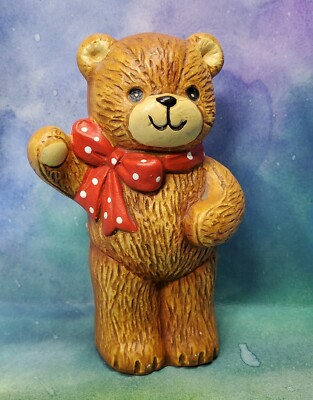 LM1 Lucy and Me Lucy Rigg Red bow bear standing resin pencil sharpener 