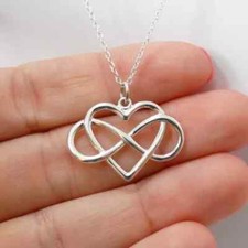 Infinity Heart Necklace - 925 Sterling Silver - Infinite Love Gift Pendant NEW
