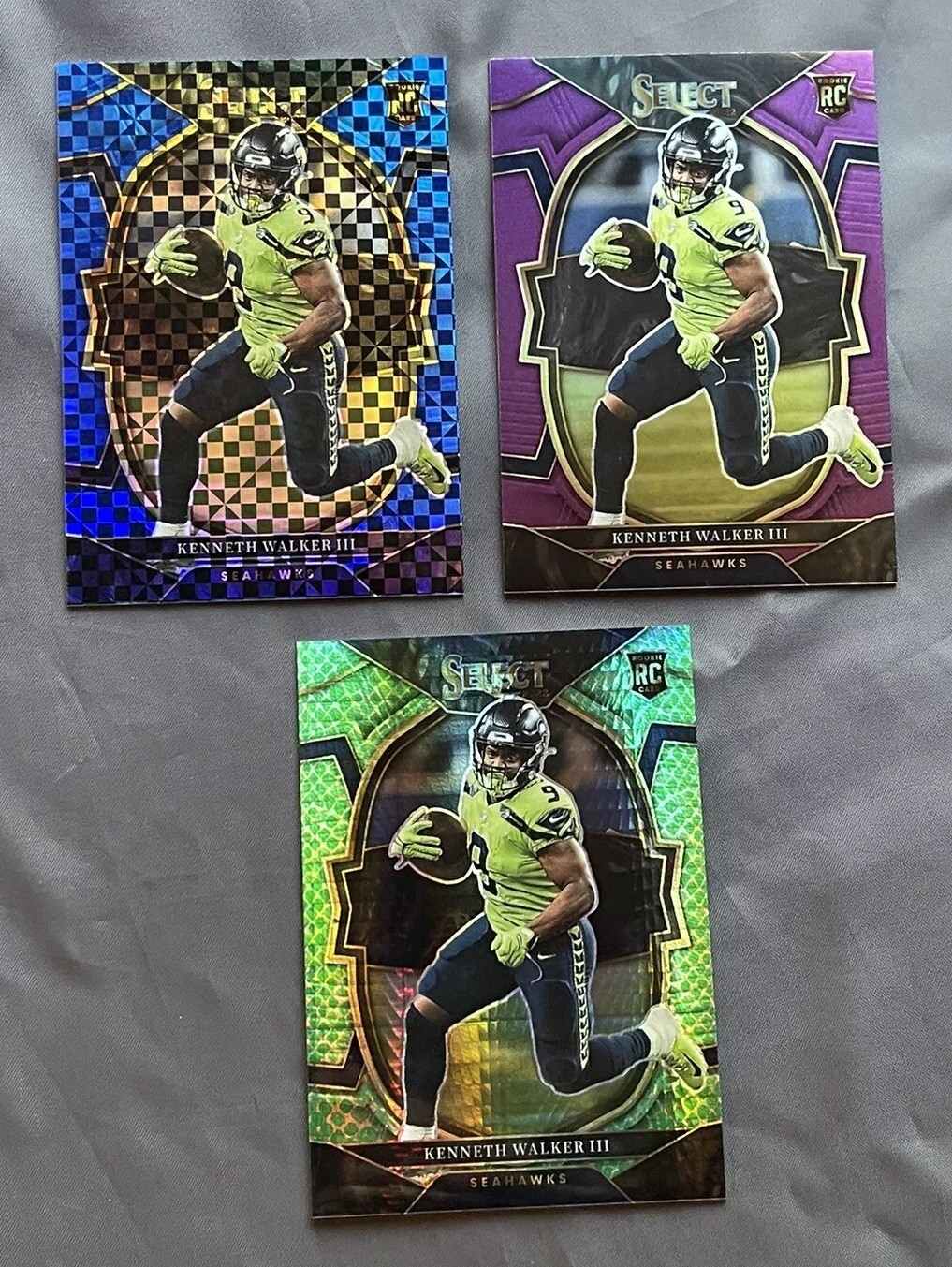 Kenneth Walker III 2022 Panini Select Concourse Dragon Scale /89, /199, /75 RC’s