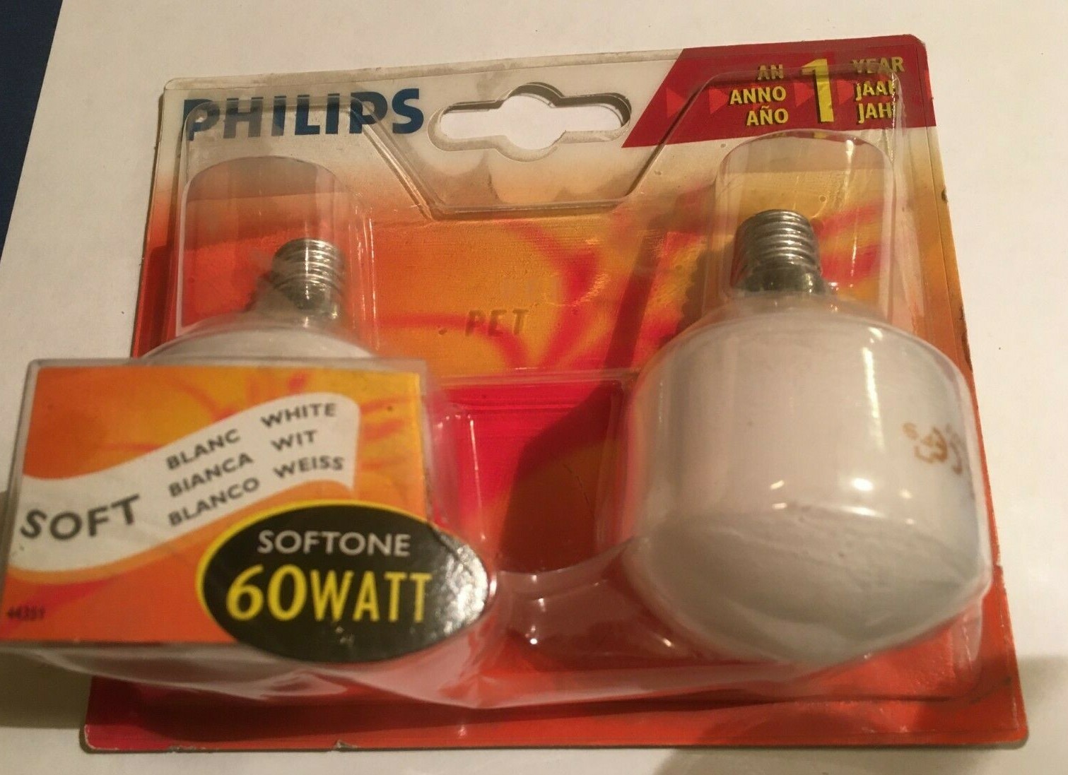 2 x Philips Drop Softone White T45 230V 60W E14 Opal Light Bulb Lamp