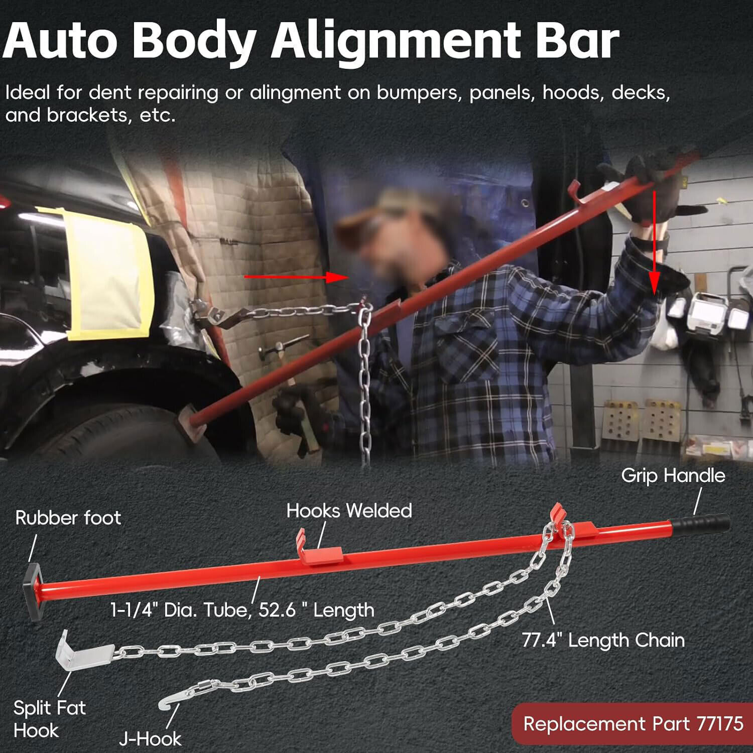 Hustler Stick Body Jack 77175 Car Panel Bumper Auto Body Alignment Repair Tool
