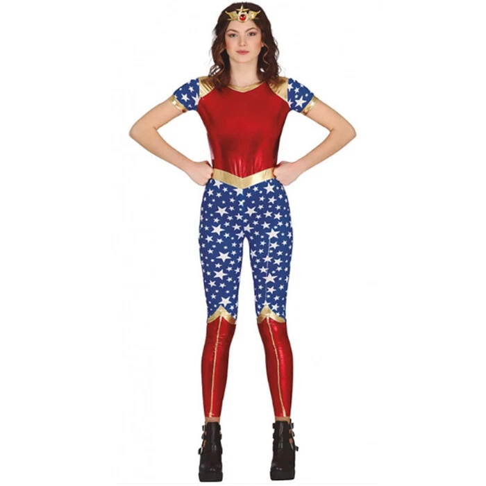 Costume Wonder Woman Bimba 10/12 Anni Travestimenti Carnevale Eroi Feste Fumettii Dc Comics