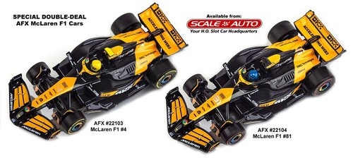 NEW! AFX Mega G+ McLaren Formula 1 DOUBLE-DEAL 1/64 HO Slot Cars #22103 & #22104