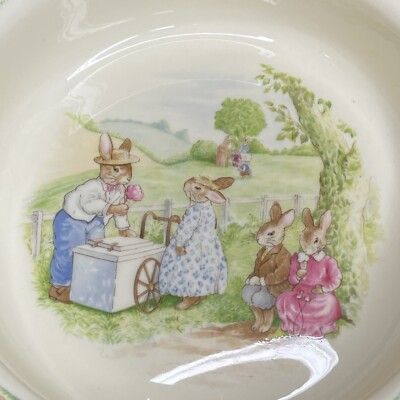 Vtg ROYAL DOULTON BUNNYKINS Cup Bowl Rabbit Garden Ice Cream Baby Childs  Dish