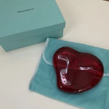 Auth Tiffany&Co. Elsa Peretti Heart Motif Paper Weight Red Glass - e50059f