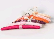 Lot 6 Vintage Padded Satin Pink Multi Floral Hangers Closet Hangers