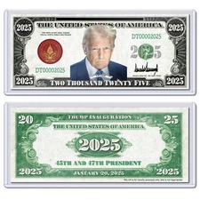 Donald Trump 2025 Inauguration Commemorative USA America Dollar Bill with Case