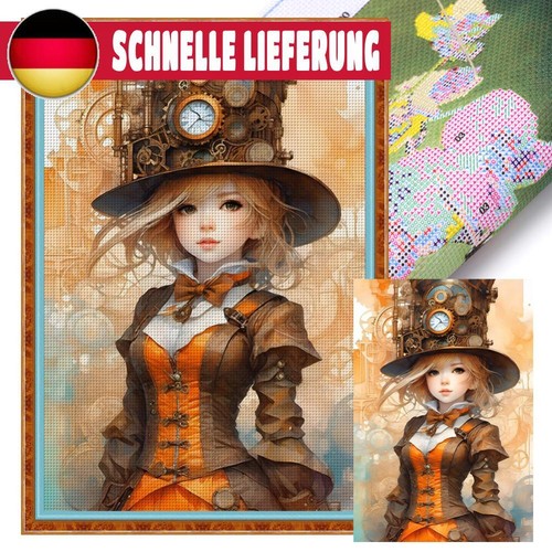 Vollständige Stickerei aus Öko-Baumwolle, 11-Karat-Druck, Steampunk-Mädchen, Kre