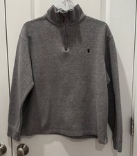 POLO by RALPH LAUREN MEN'S HEATHER GRAY LONG SLEEVE 1/4 ZIP PULLOVER, SIZE-L.